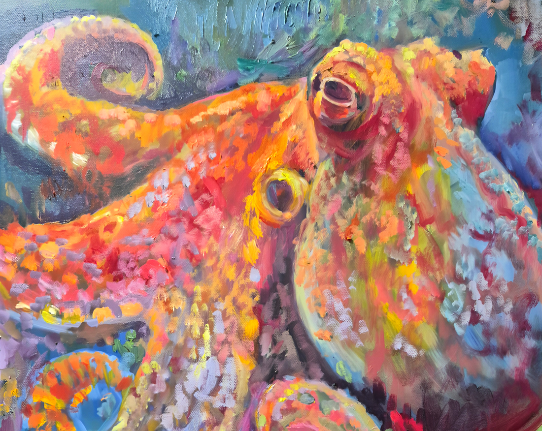 The Shy Octopus | A New Painting | Feel Good Animal Art for Happy Spaces