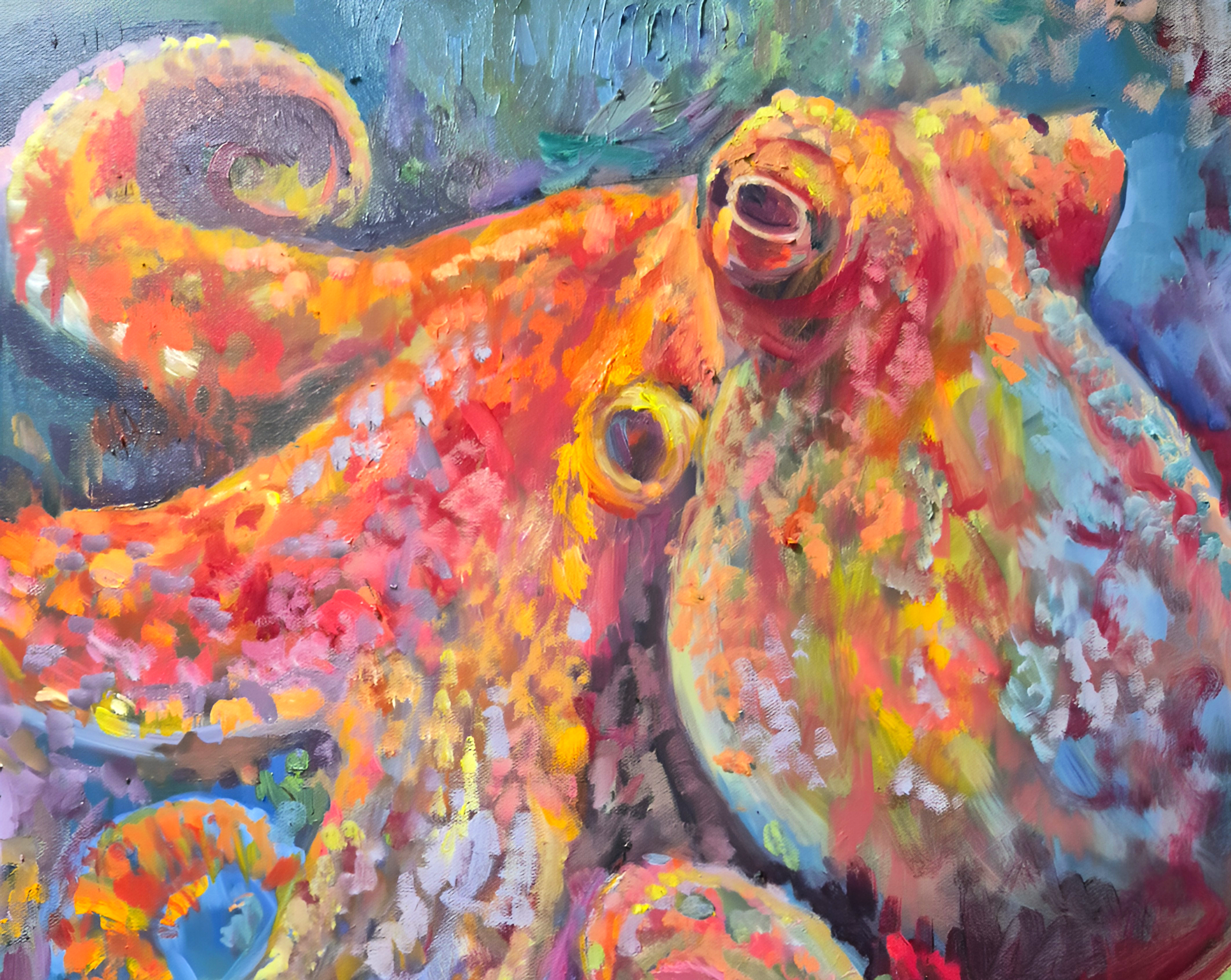 The Shy Octopus | A New Painting | Feel Good Animal Art for Happy Spaces