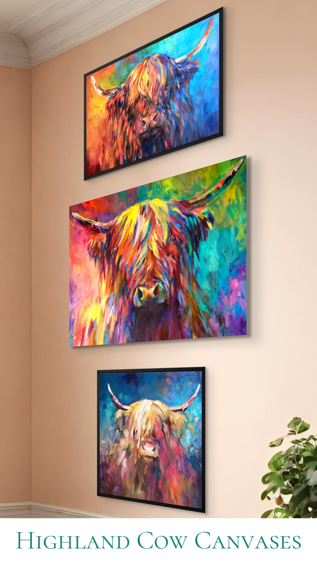 Cows Around! - Treat your home to a little Animal Magic - Highland Cow canvas prints! - Animal Art by Susan Gardner - Contemporary Expressionist - Colourful Fine Art