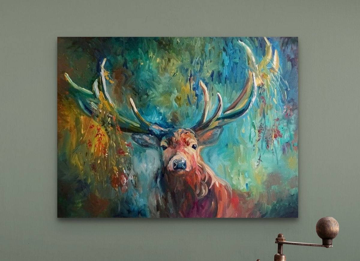 Beautiful Bracken - A Woodland Stag Print - Animal Art by Susan Gardner - Contemporary Expressionist - Colourful Fine Art