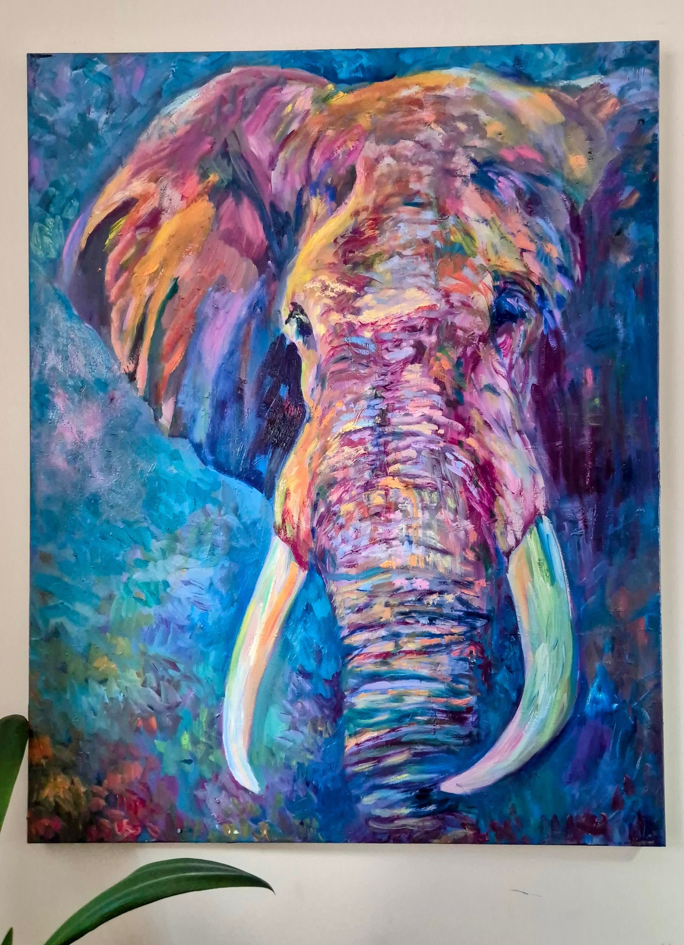 Elephant Wisdom in my Art - Animal Art by Susan Gardner - Contemporary Expressionist - Colourful Fine Art