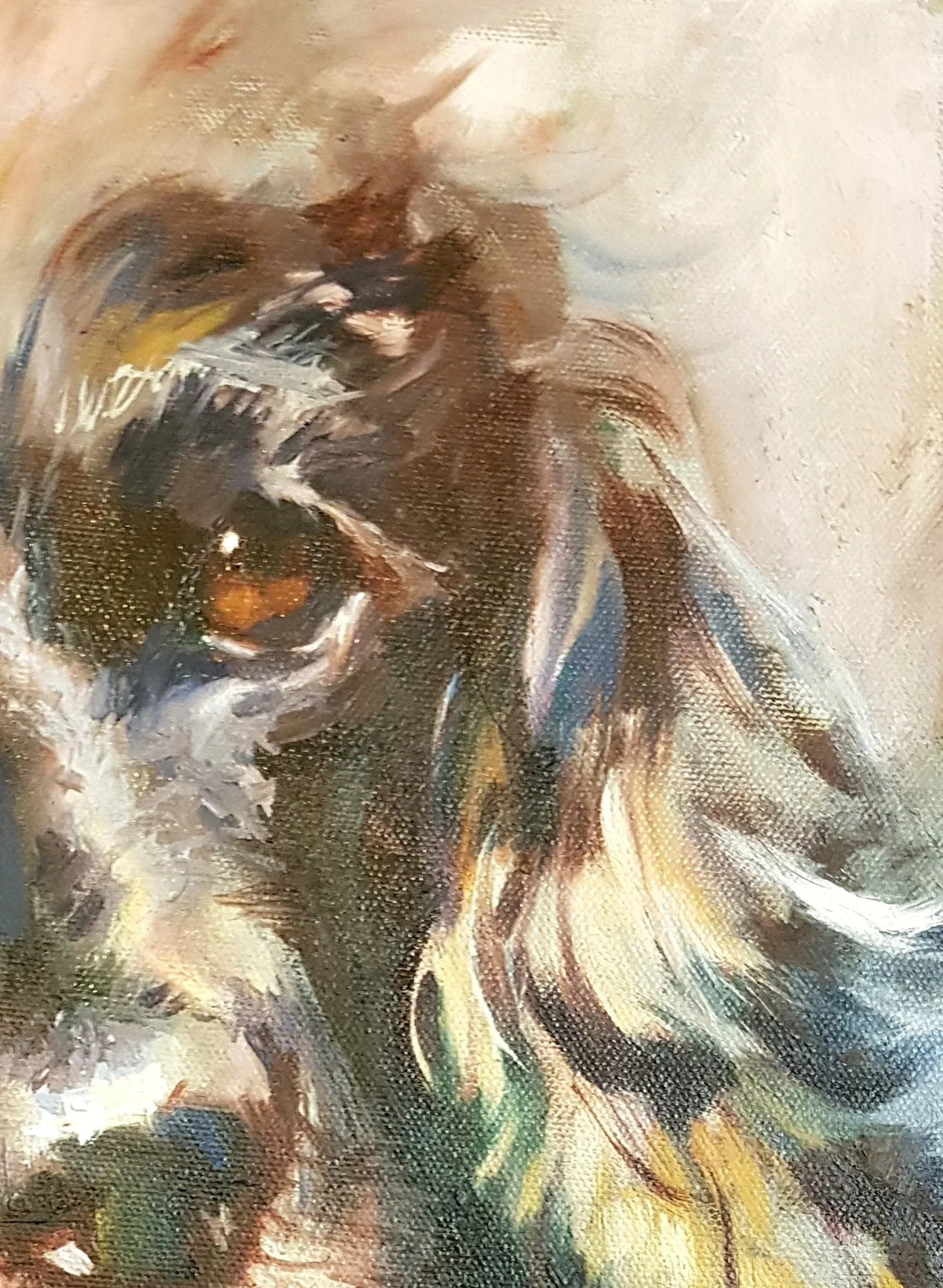 Dog Portrait Commission  - Work in progress - Animal Art by Susan Gardner - Contemporary Expressionist - Colourful Fine Art