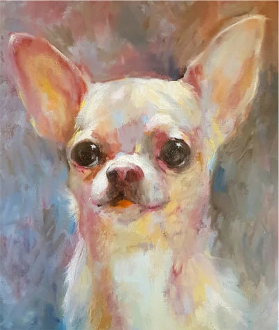 Paint a dog portrait in oils - how to choose a background colour - Animal Art by Susan Gardner - Contemporary Expressionist - Colourful Fine Art