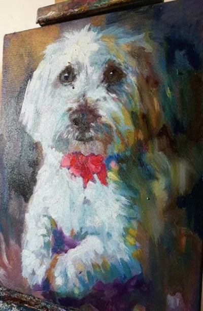 Mixing greys - oil painting - Animal Art by Susan Gardner - Contemporary Expressionist - Colourful Fine Art
