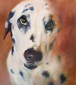 Dalmatian Dog Portrait, Work in Progress - Animal Art by Susan Gardner - Contemporary Expressionist - Colourful Fine Art