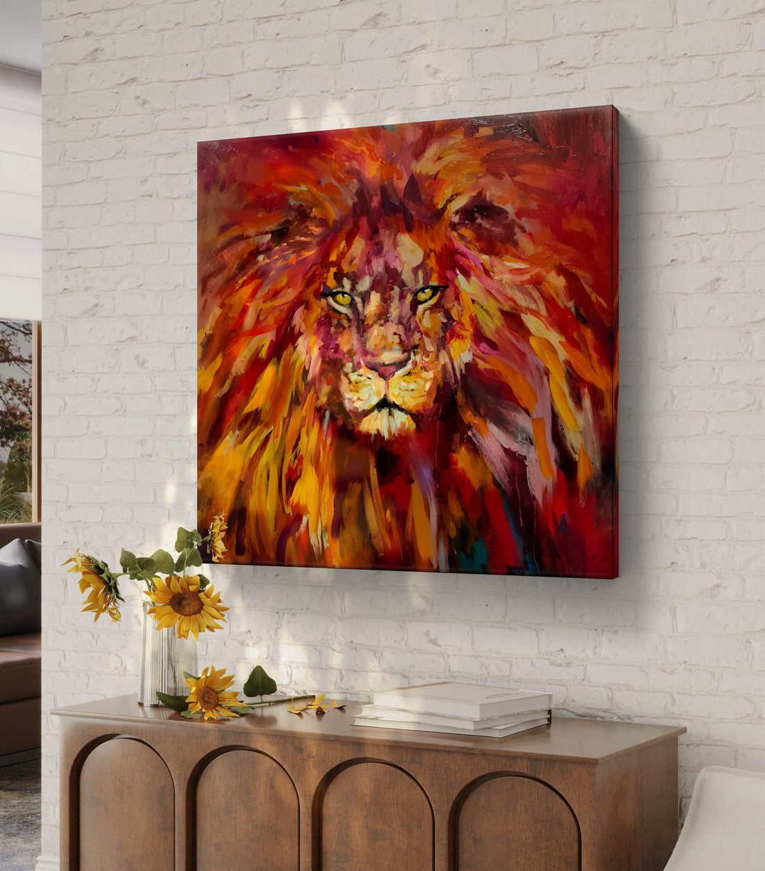 Rufus the Lion; Now Available as a Canvas Print - Animal Art by Susan Gardner - Contemporary Expressionist - Colourful Fine Art