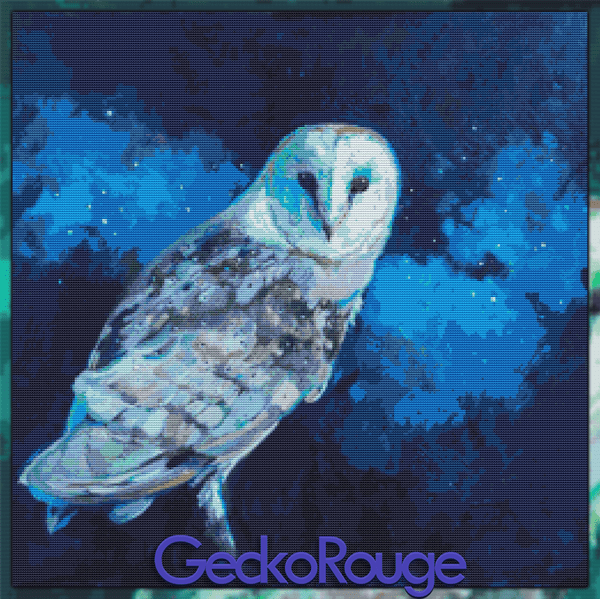 A New Owl Cross-stitch Kit! - Animal Art by Susan Gardner - Contemporary Expressionist - Colourful Fine Art