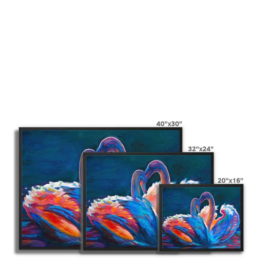 Celestial Swans Framed Canvas