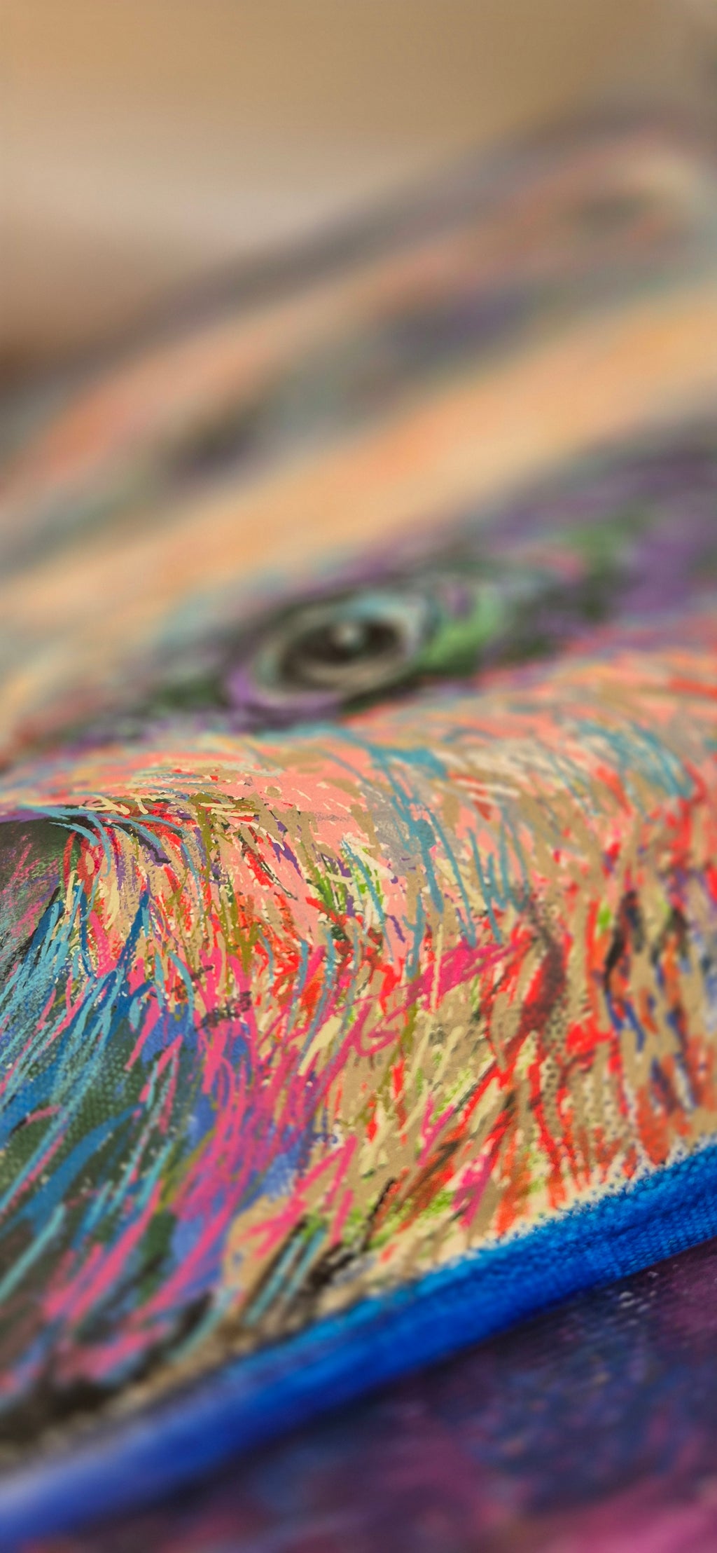 *Sold 'Badger' Acrylic Drawing on Stretched Canvas 28 x 28 cm/ 11" x 11" - Animal Art by Susan Gardner - Contemporary Expressionist - Colourful Fine Art