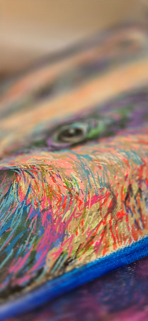 *Sold 'Badger' Acrylic Drawing on Stretched Canvas 28 x 28 cm/ 11" x 11" - Animal Art by Susan Gardner - Contemporary Expressionist - Colourful Fine Art