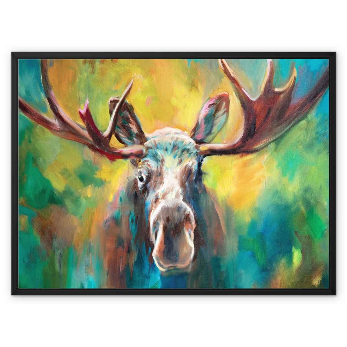 Moose Encounter Framed Canvas