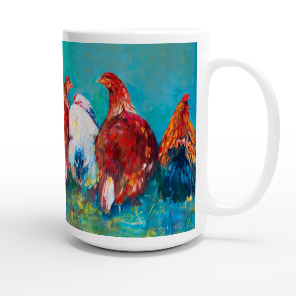 White 15oz Ceramic Mug - Animal Art by Susan Gardner - Contemporary Expressionist - Colourful Fine Art
