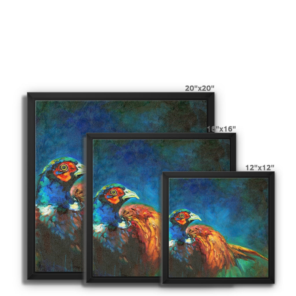 Pheasant Framed Canvas - - susan gardner - uk artist - colourful animal art