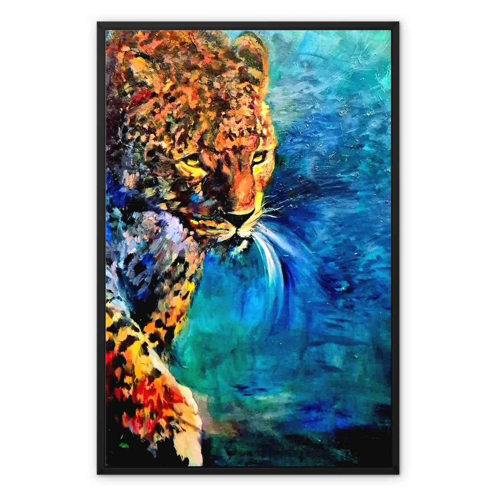 Bejewelled Leopard Framed Canvas