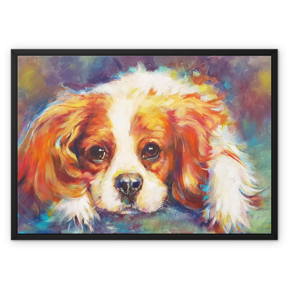 Blenheim - Cavalier King Charles - Framed Canvas - Animal Art by Susan Gardner - Contemporary Expressionist - Colourful Fine Art