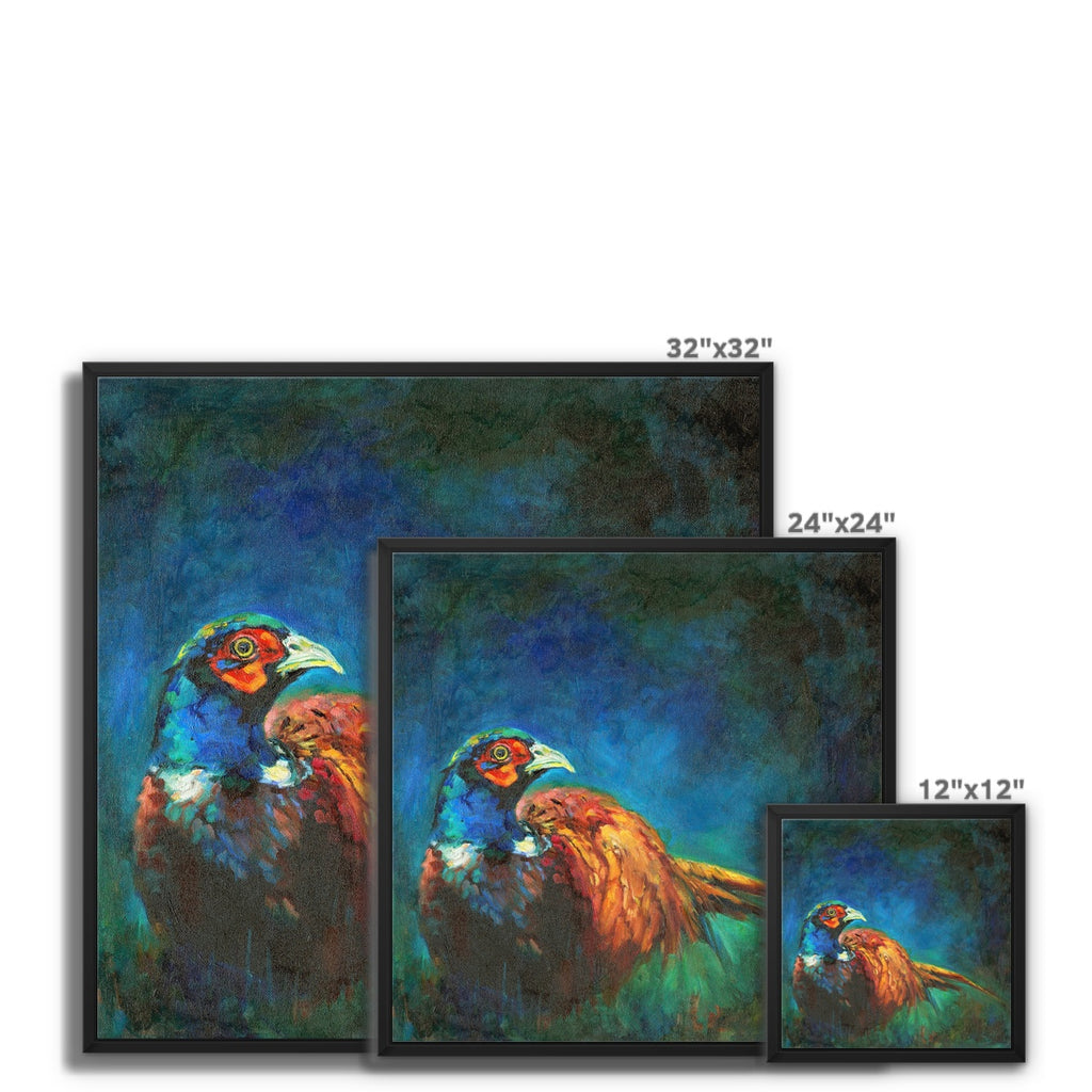 Pheasant Framed Canvas - - susan gardner - uk artist - colourful animal art