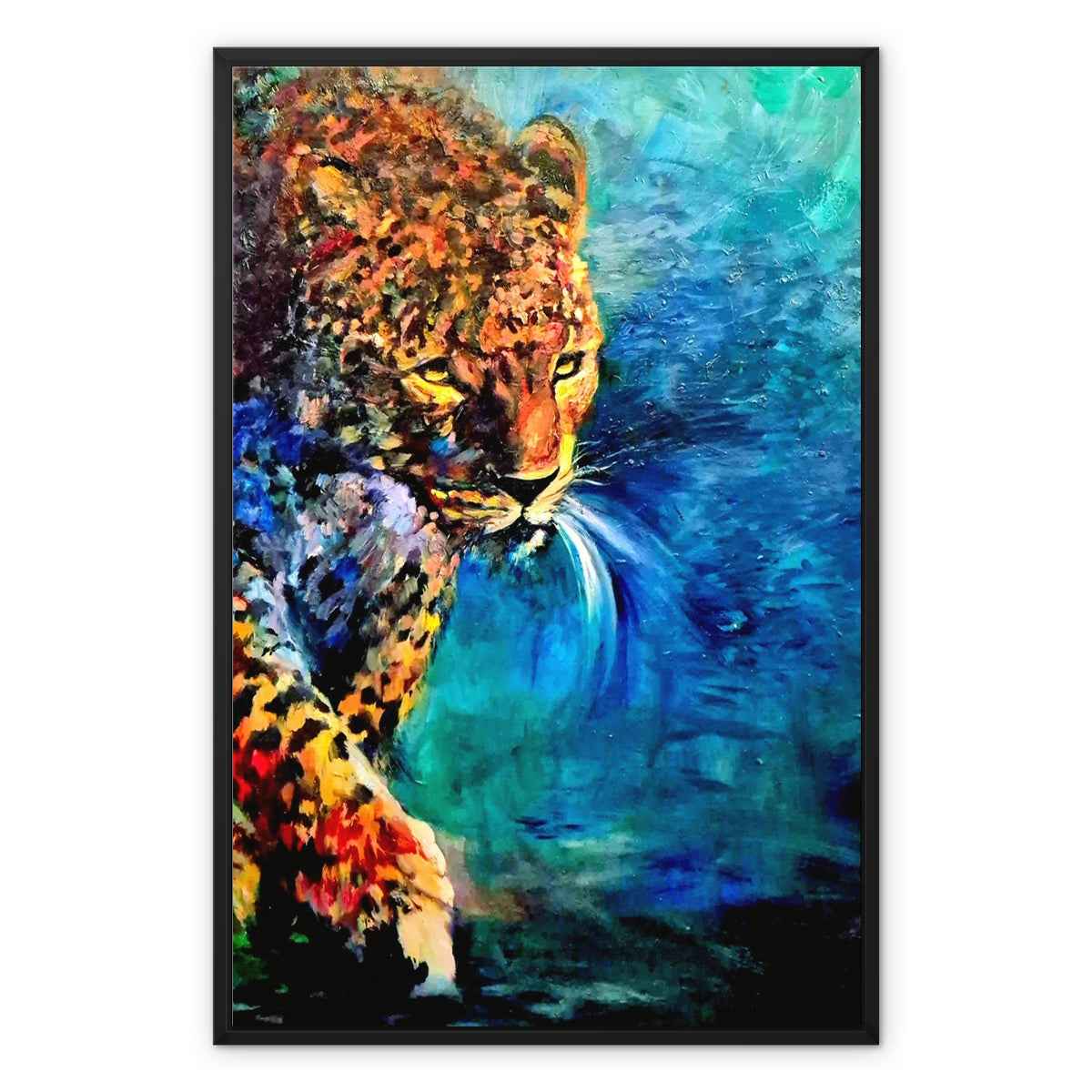 Bejewelled Leopard Framed Canvas