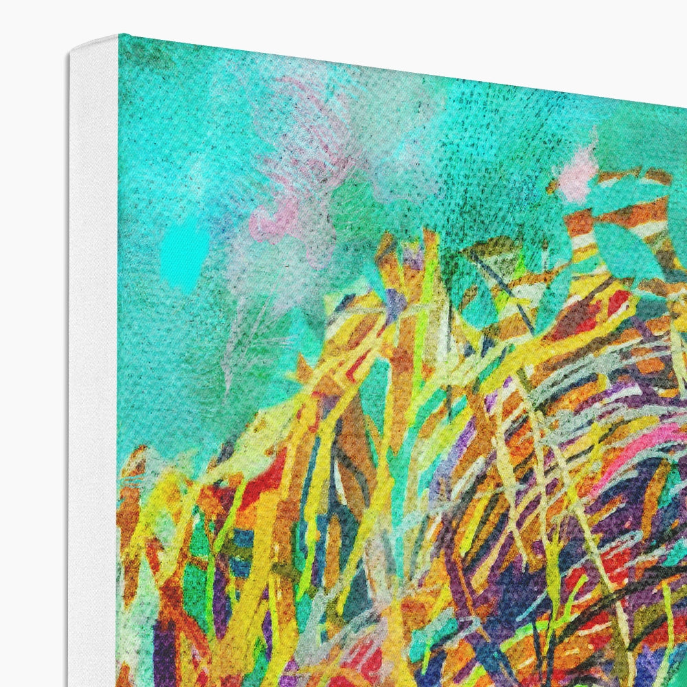 Colorful abstract painting on a white wall