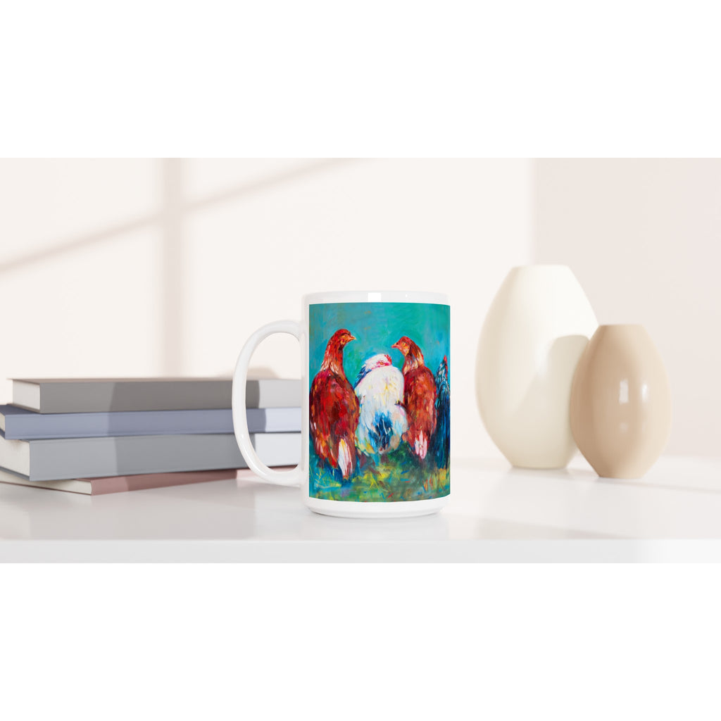 White 15oz Ceramic Mug - Animal Art by Susan Gardner - Contemporary Expressionist - Colourful Fine Art
