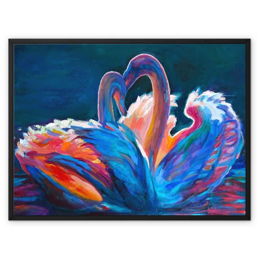 Celestial Swans Framed Canvas