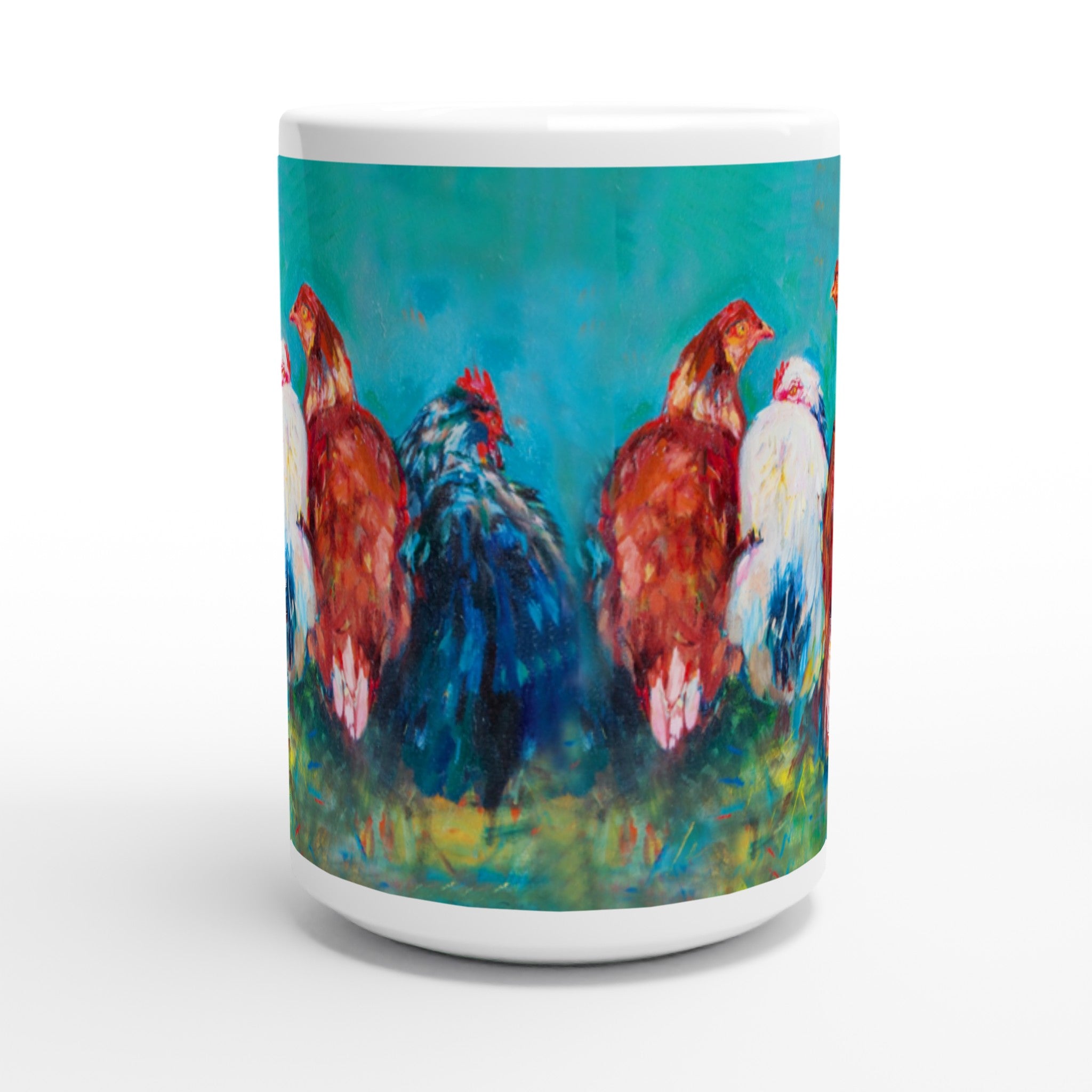 White 15oz Ceramic Mug - Animal Art by Susan Gardner - Contemporary Expressionist - Colourful Fine Art