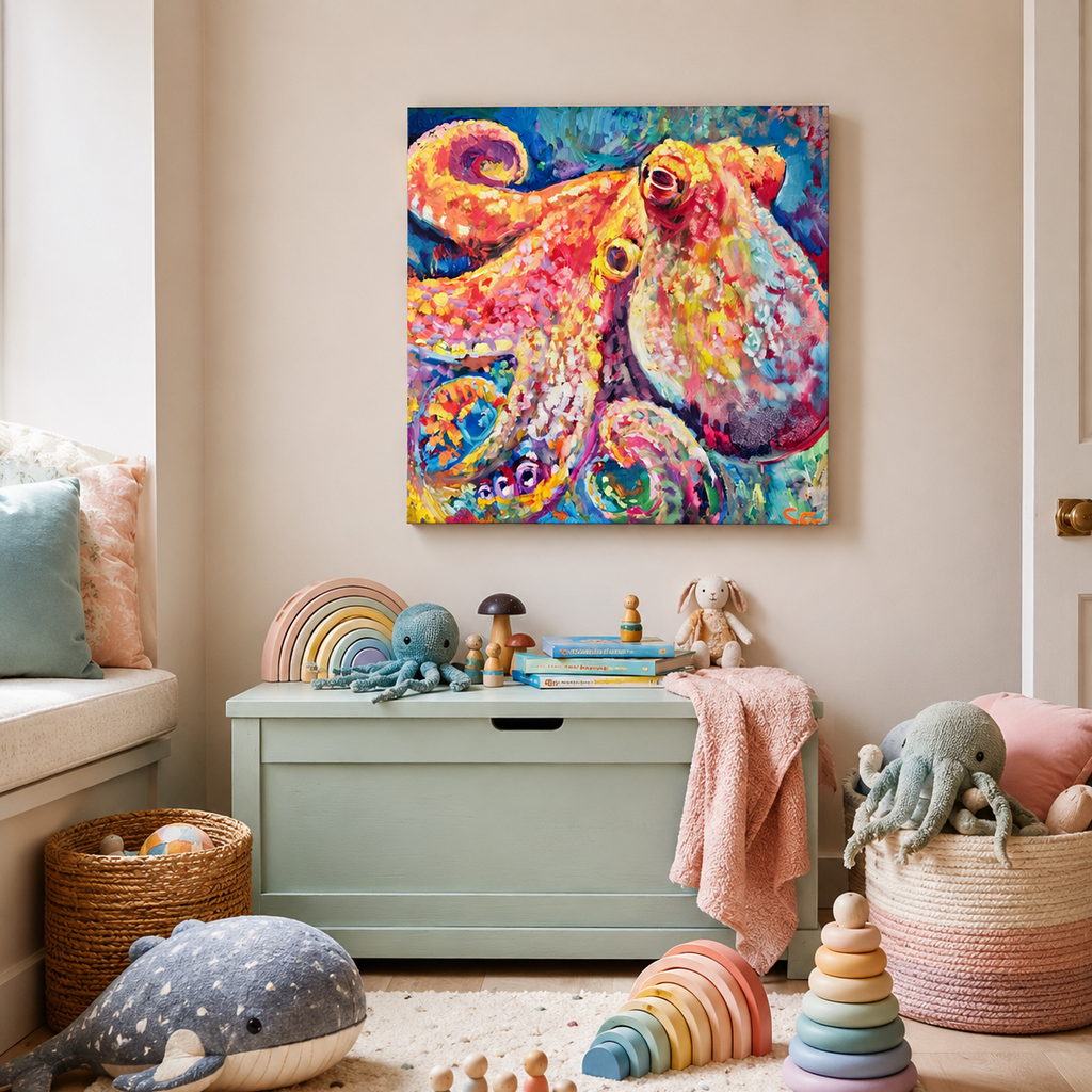Rainbow Ripple - Octopus Wall Art Canvas Print
