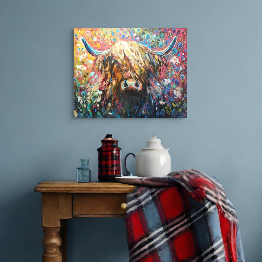 *Sold 'Anstruther '- Original Highland Cow Oil Painting - 16 x 20" / 40 x 50 cm - Animal Art by Susan Gardner - Contemporary Expressionist - Colourful Fine Art