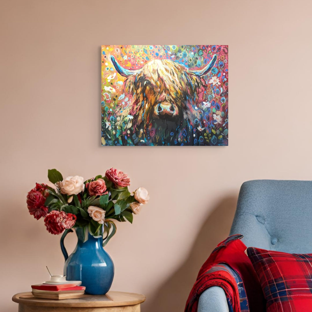*Sold 'Anstruther '- Original Highland Cow Oil Painting - 16 x 20" / 40 x 50 cm - Animal Art by Susan Gardner - Contemporary Expressionist - Colourful Fine Art