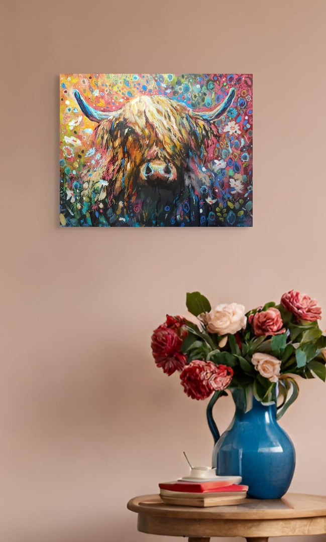 *Sold 'Anstruther '- Original Highland Cow Oil Painting - 16 x 20" / 40 x 50 cm - Animal Art by Susan Gardner - Contemporary Expressionist - Colourful Fine Art