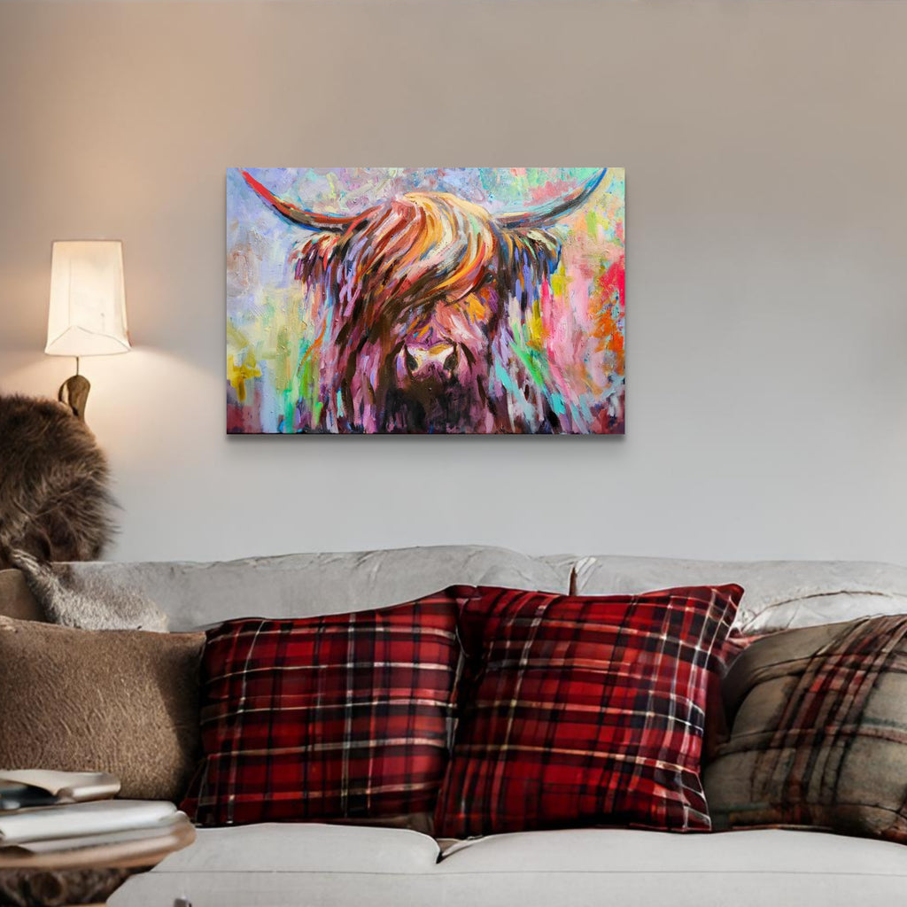 *Sold  'Arran' - Original Highland Cow Oil Painting - 20 x 30" / 50 x 80 cm - Animal Art by Susan Gardner - Contemporary Expressionist - Colourful Fine Art