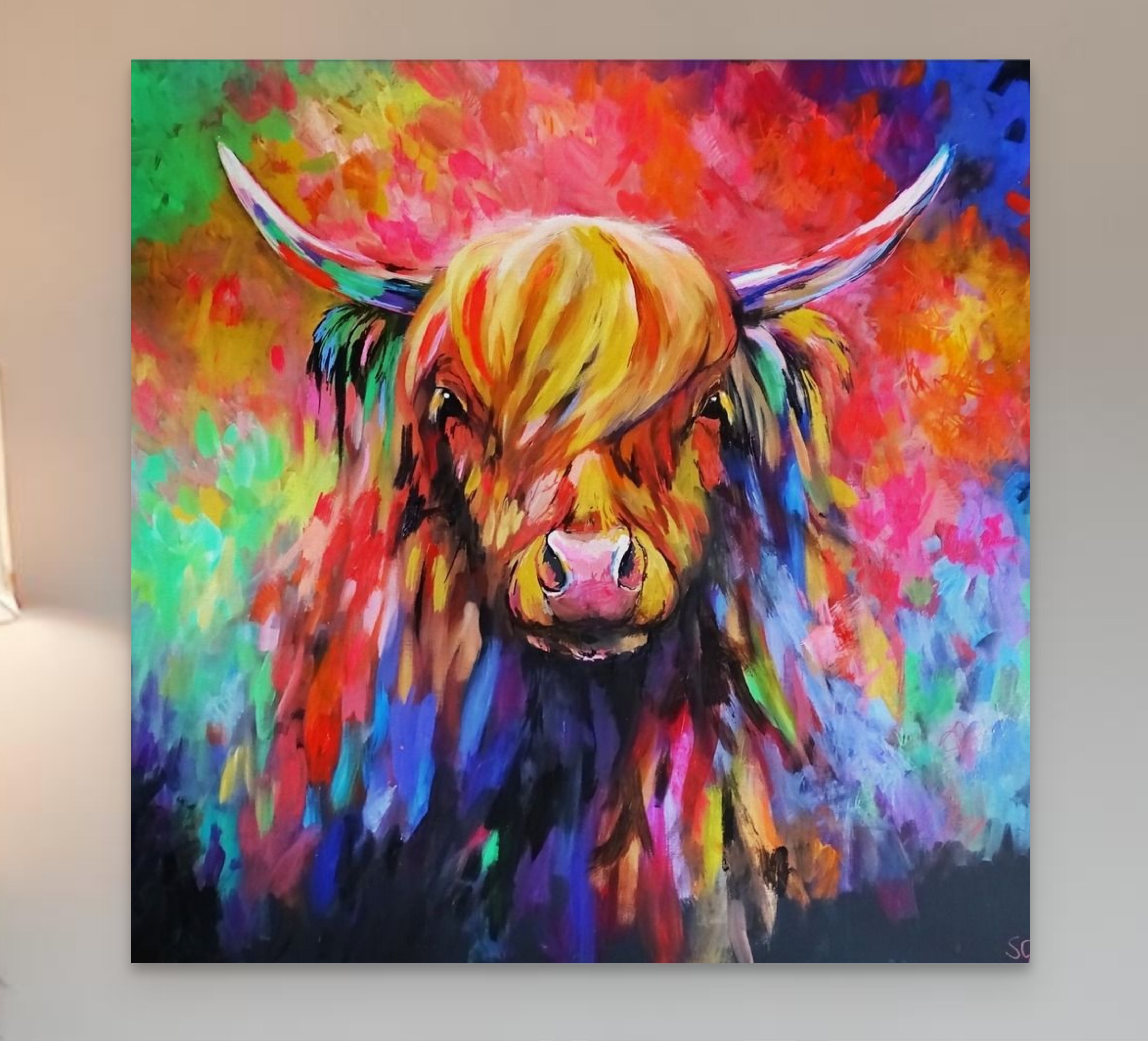 *Sold Aurora - Original Acrylic Painting 76 x 76 cm - - susan gardner - uk artist - colourful animal art