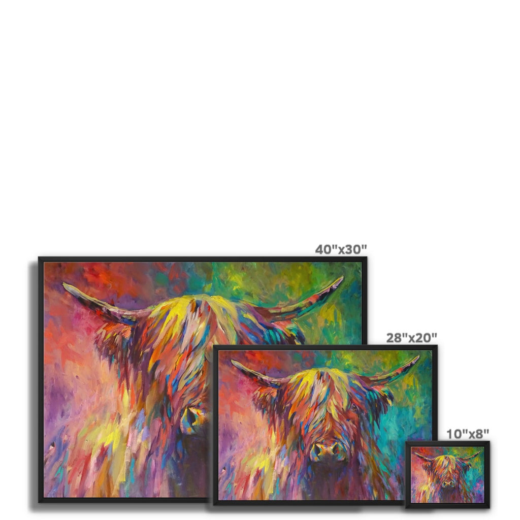 Rainbow highland cow wall art in various sizes