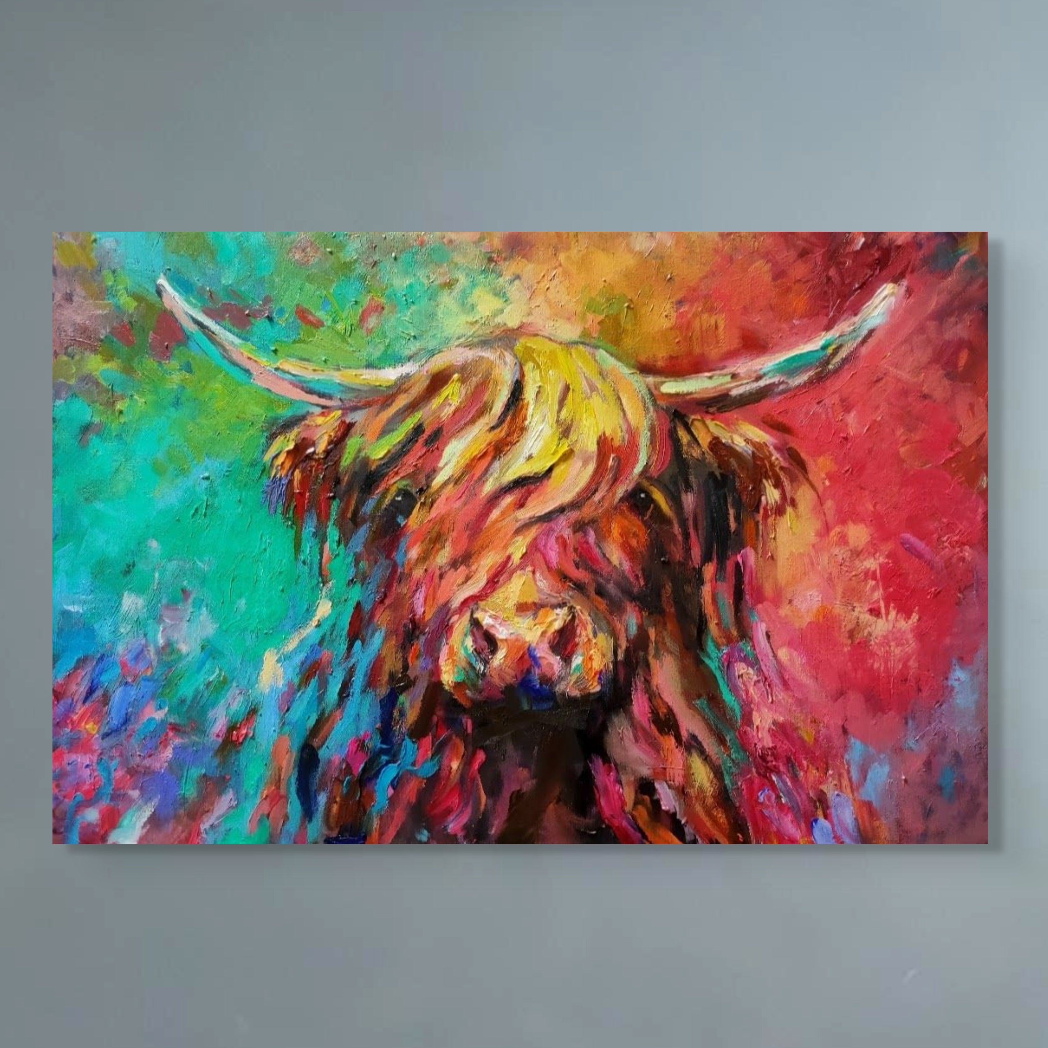 *Sold 'Ben Nevis' - Original Highland Cow Oil Painting - 20 x 30" / 50 x 80 cm - Animal Art by Susan Gardner - Contemporary Expressionist - Colourful Fine Art