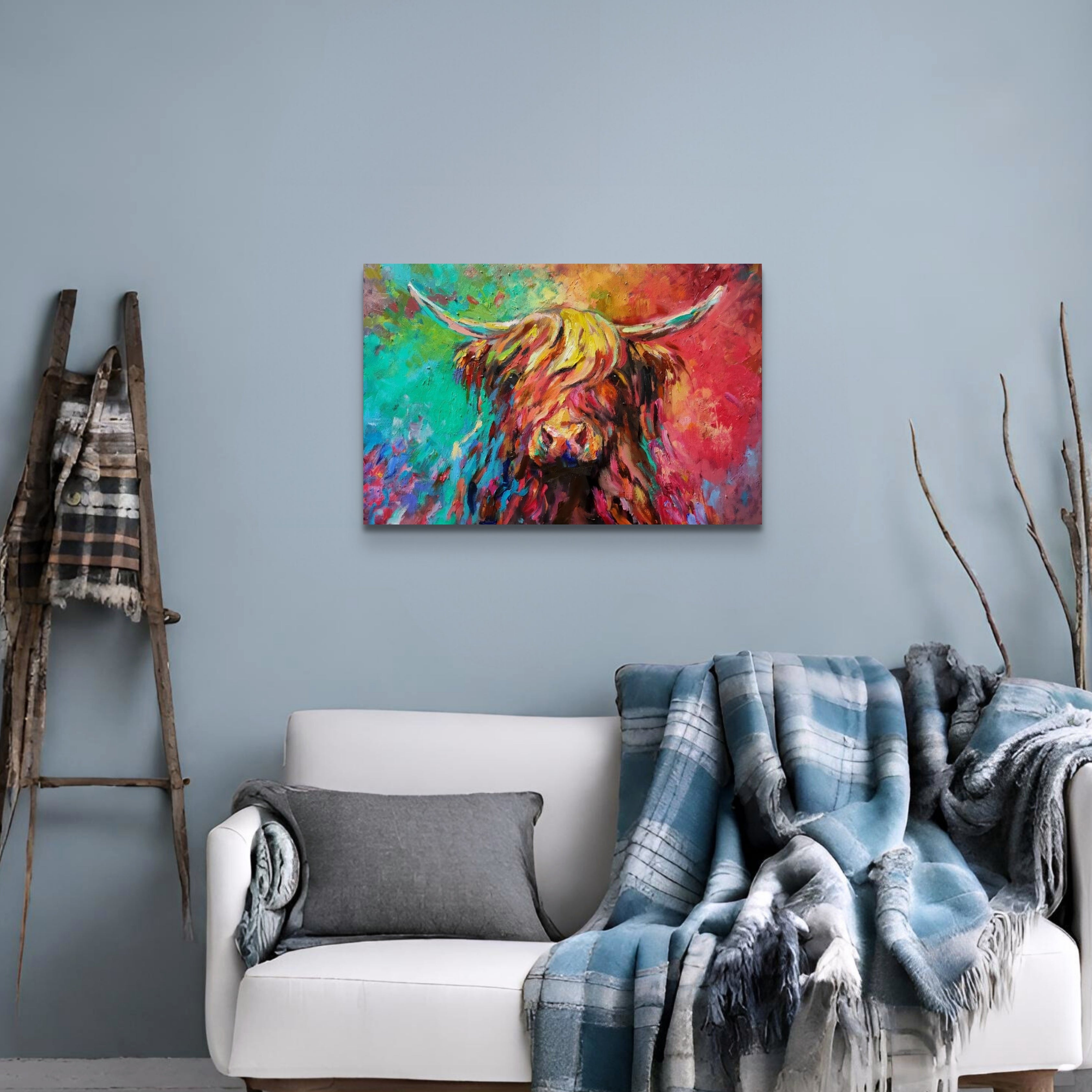 *Sold 'Ben Nevis' - Original Highland Cow Oil Painting - 20 x 30" / 50 x 80 cm - - susan gardner - uk artist - colourful animal art