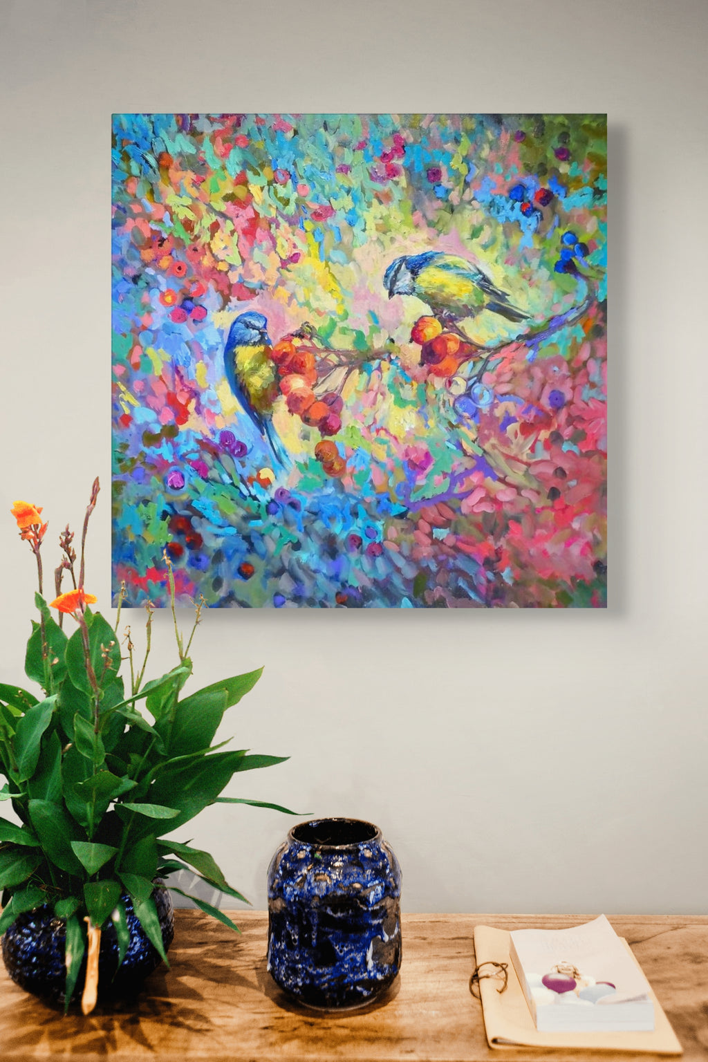 Berry Banquet Canvas - - susan gardner - uk artist - colourful animal art