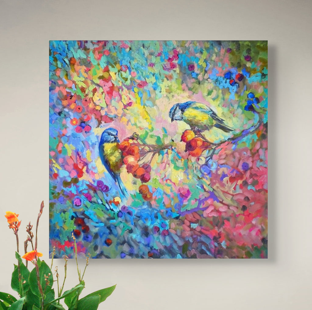 Berry Banquet Canvas - - susan gardner - uk artist - colourful animal art