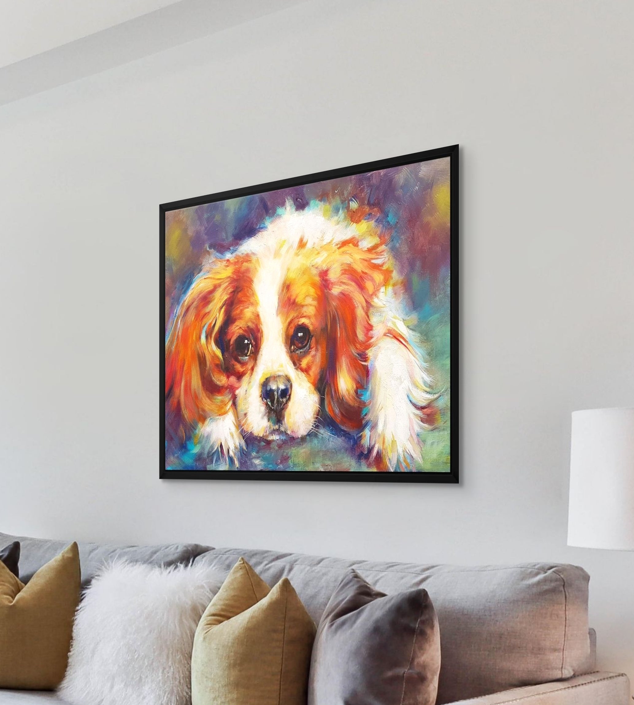 Blenheim - Cavalier King Charles - Framed Canvas - Animal Art by Susan Gardner - Contemporary Expressionist - Colourful Fine Art
