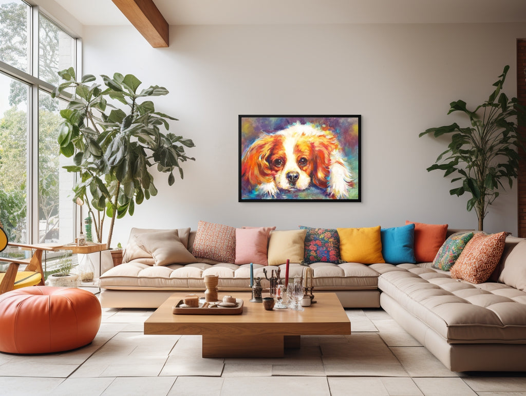 Blenheim - Cavalier King Charles - Framed Canvas - Animal Art by Susan Gardner - Contemporary Expressionist - Colourful Fine Art