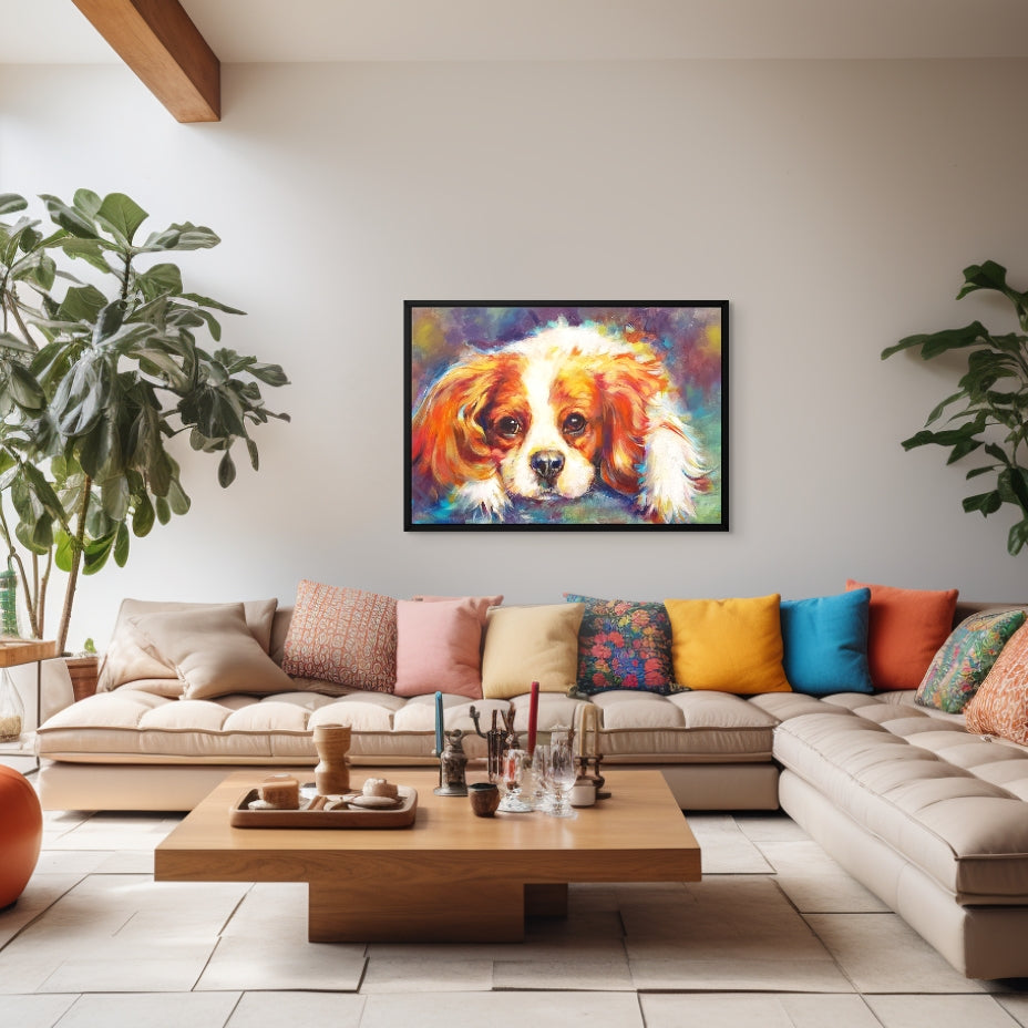 Blenheim - Cavalier King Charles - Framed Canvas - Animal Art by Susan Gardner - Contemporary Expressionist - Colourful Fine Art