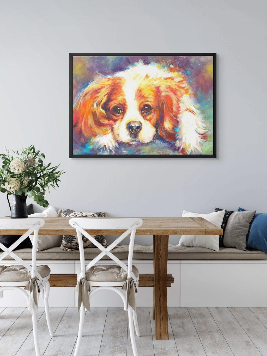Blenheim - Cavalier King Charles - Framed Canvas - Animal Art by Susan Gardner - Contemporary Expressionist - Colourful Fine Art