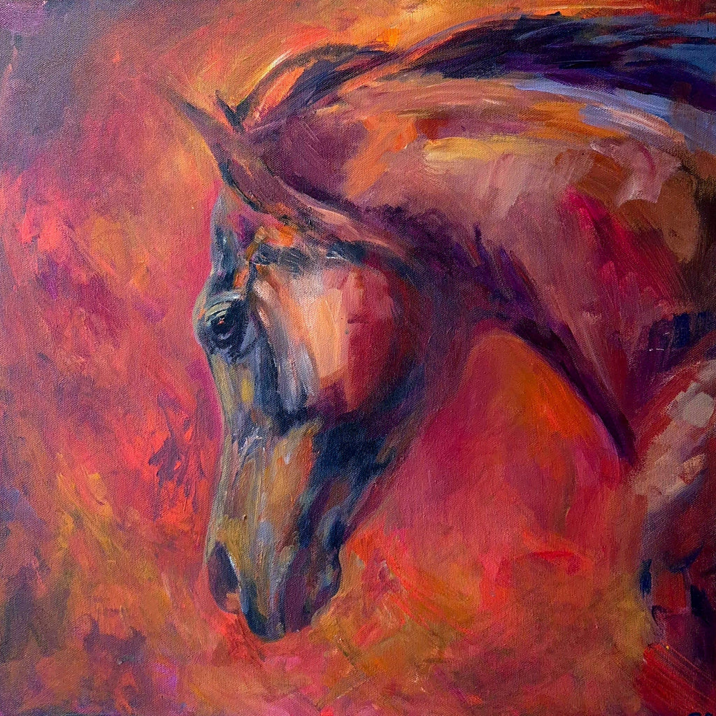 Running Wild - Original Horse Painting - 50 x 50 cm/20 x 20 " - Animal Art by Susan Gardner - Contemporary Expressionist - Colourful Fine Art