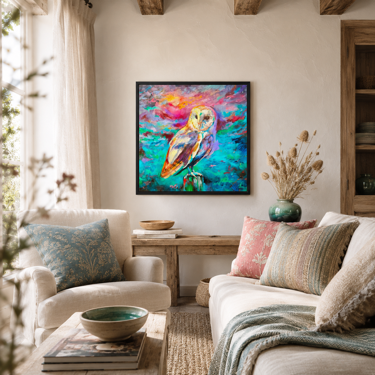 The Optimist- Barn Owl  Wall Art Framed Canvas Print