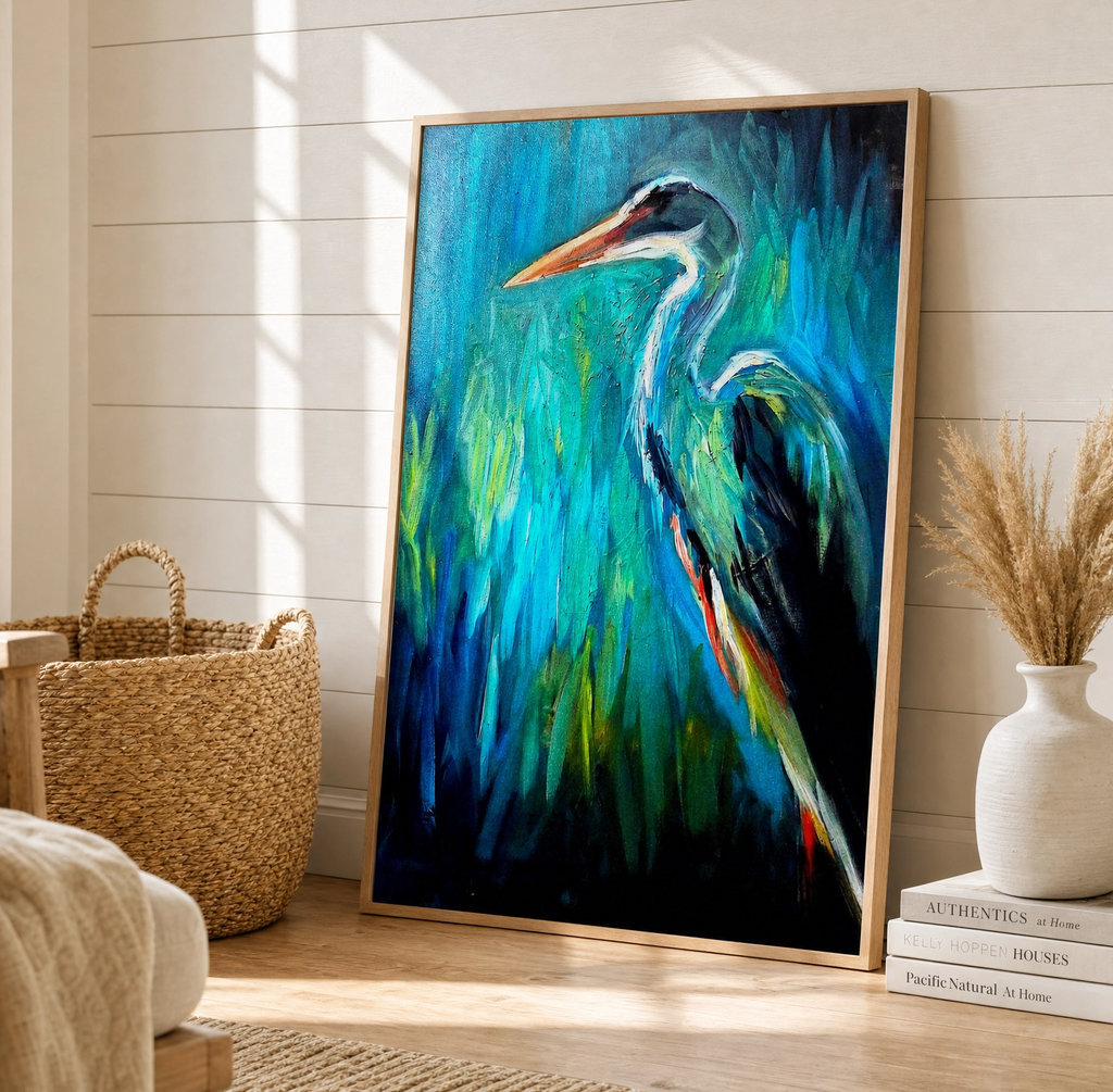 Marshlight  - Heron - Gallery Scale Canvas Art Print