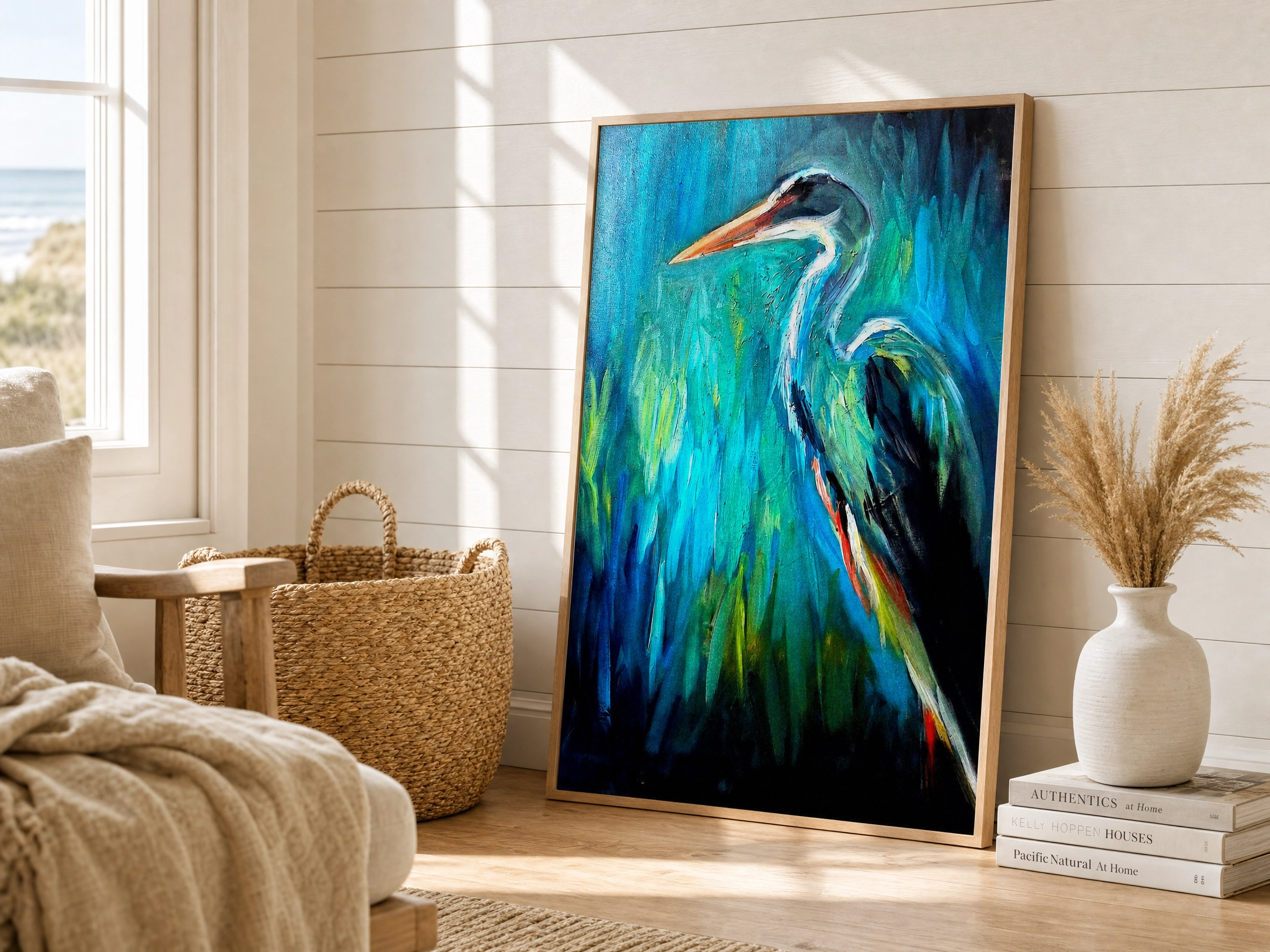Marshlight  - Expressionist Heron - Gallery Scale Canvas Art