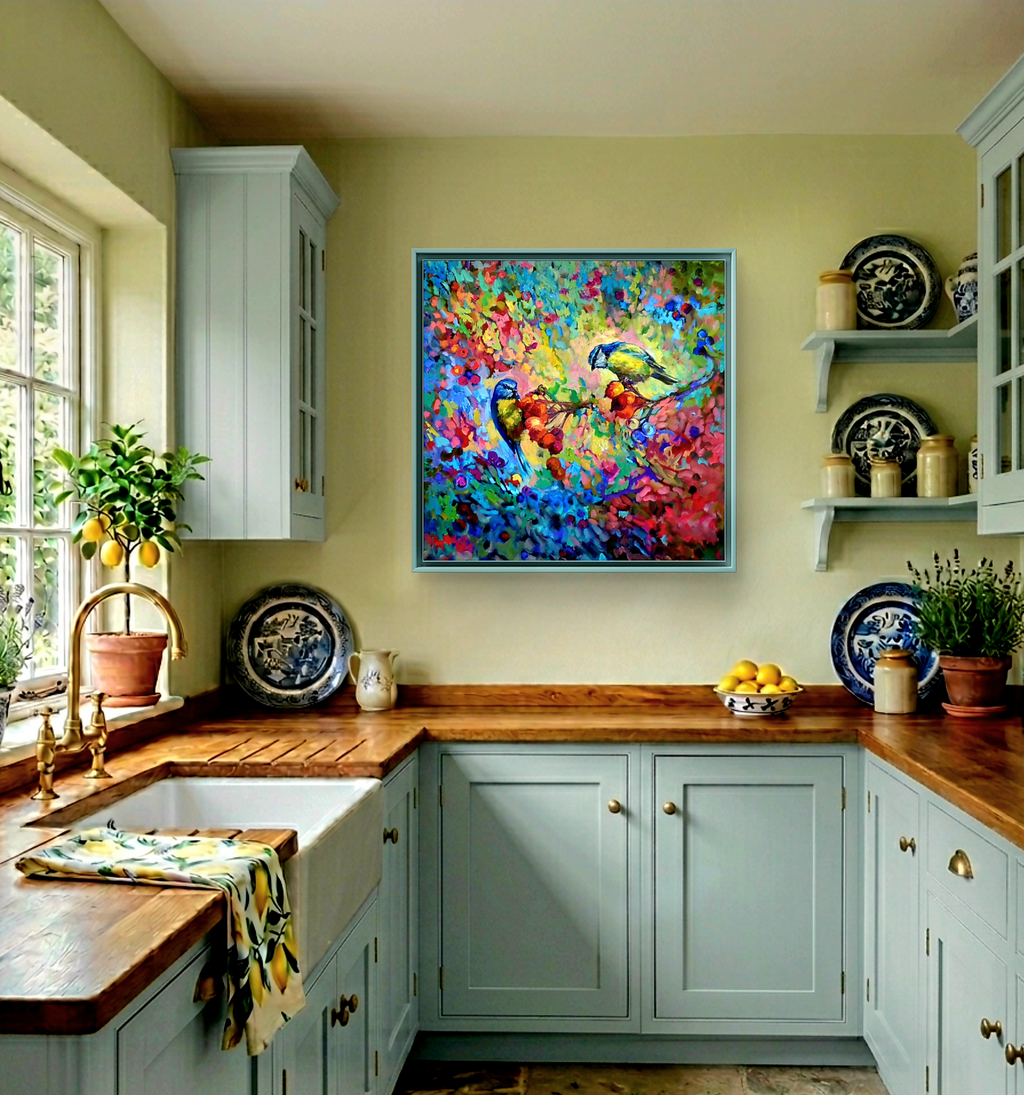 Berry Banquet Canvas - - susan gardner - uk artist - colourful animal art