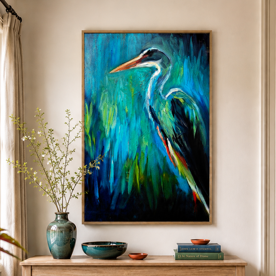 Marshlight  - Heron - Gallery Scale Canvas Art Print
