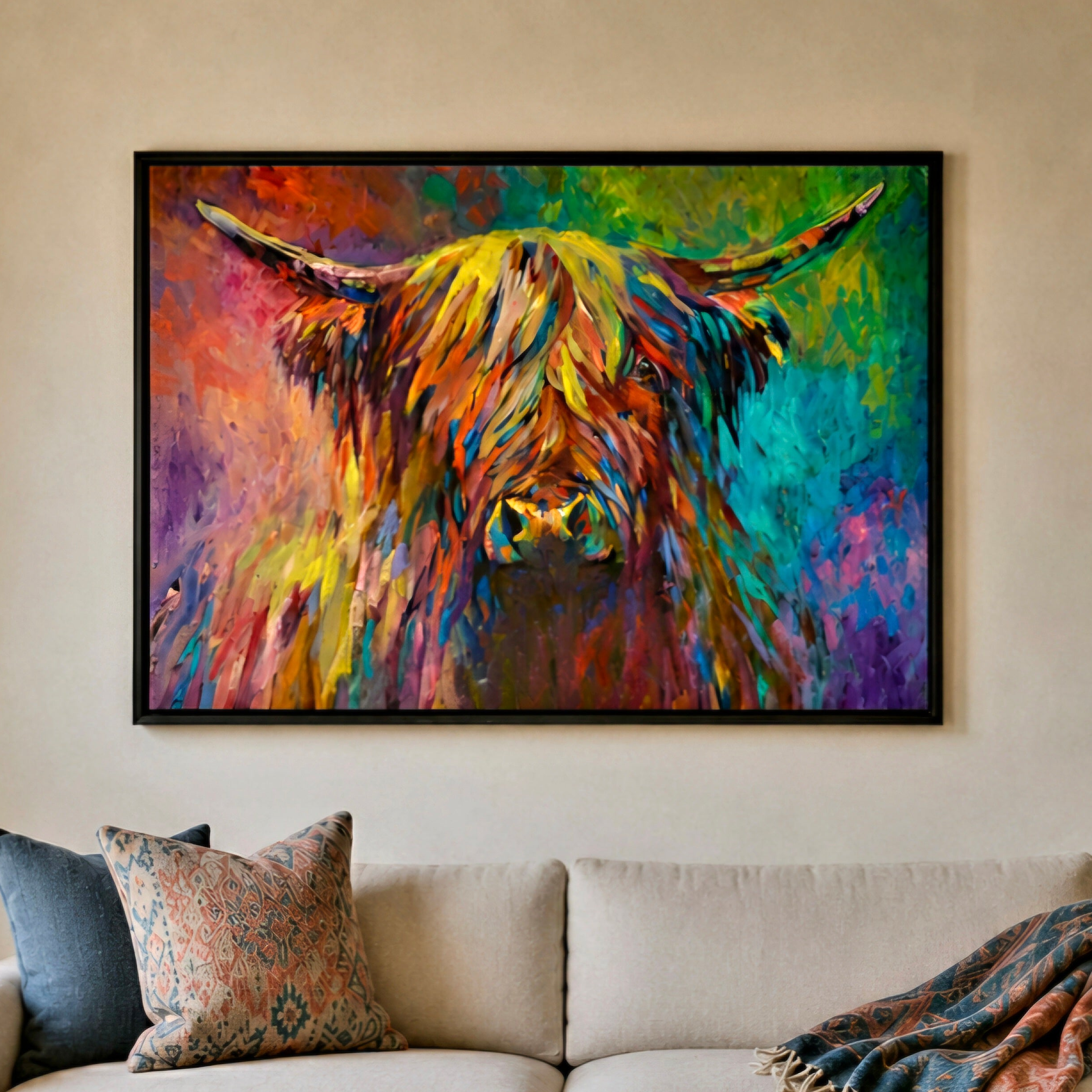 Beinn Eighe - Highland Cow Wall Art Framed Canvas Print