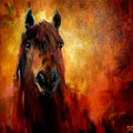 *Sold' Light and Light' - Bay Horse Painting 50 x 50 cm/20 x 20" - Animal Art by Susan Gardner - Contemporary Expressionist - Colourful Fine Art