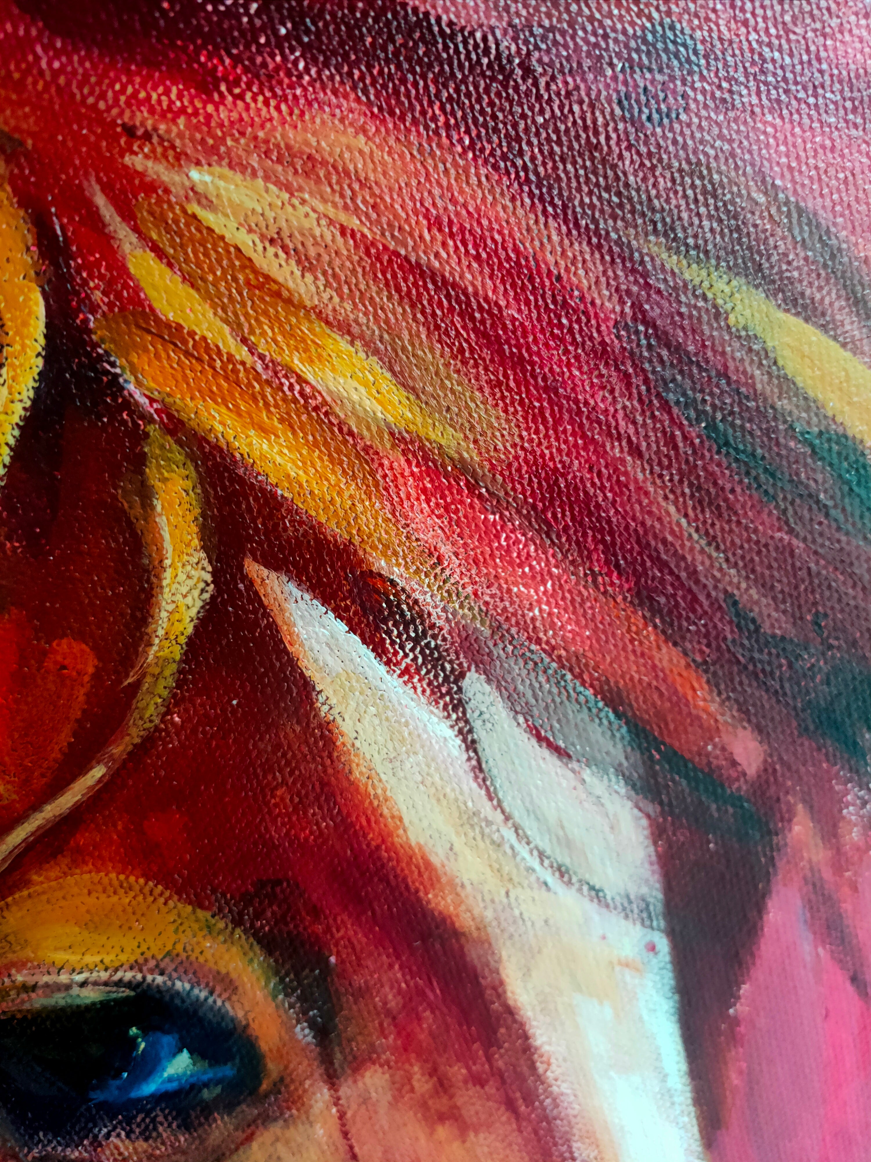 *Sold 'Rubin' - 50 x 50 cm/20 x 20 " Original Horse Painting - Animal Art by Susan Gardner - Contemporary Expressionist - Colourful Fine Art