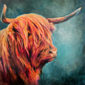 *Sold* Macallan - Highland Bull Painting 50 x 50 cm/ 20 x 20" - Animal Art by Susan Gardner - Contemporary Expressionist - Colourful Fine Art